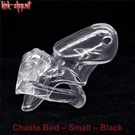 Gennemsigtig Chaste Bird Small black kyskhedsbælte inklusiv 4 bagringe.