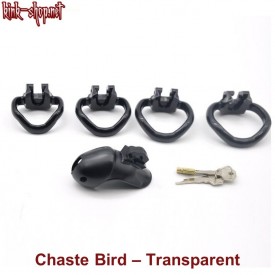 Transparent Chaste Bird Maxi cockcage including 4 backrings.