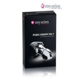 Chastity cage from MyStim with electrodes along the side of the penis. Award winning product in the best quality.