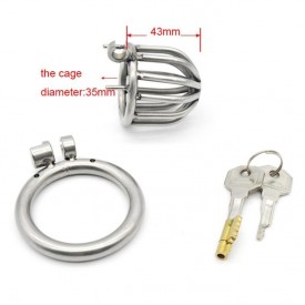 The Dome chastity cage for men in stainless steel with integrated locking system. Discreet delivery world wide.