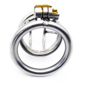 Chastity device in stainless steel with integrated locking system. Discreet and secure delivery from Kink-Shop.net