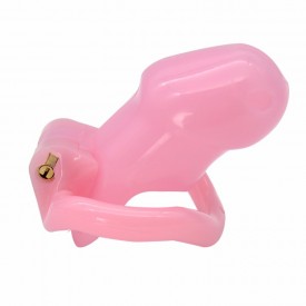 Pink chastity device with integrated locking system